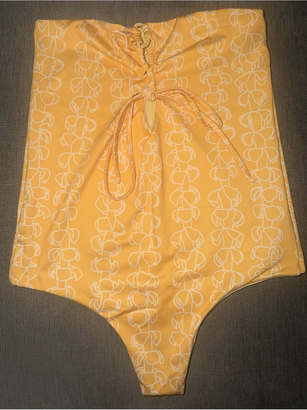 Yellow High-Waist One-Piece Swimsuit with Lace-Up Front